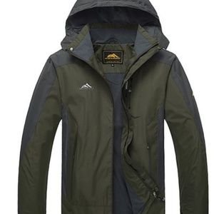 Men's Army Green Khaki 2-in-1 Outdoor Ski Jacket